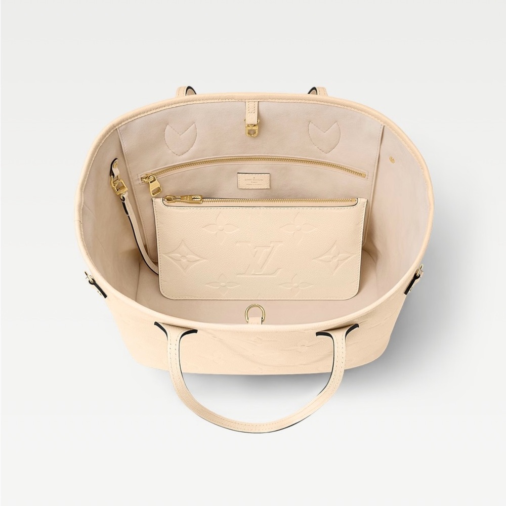 BRAND NEW Louis Vuitton Neverfull MM Monogram Empreinte Cream Leather Tote Bag - Picture 15 of 16